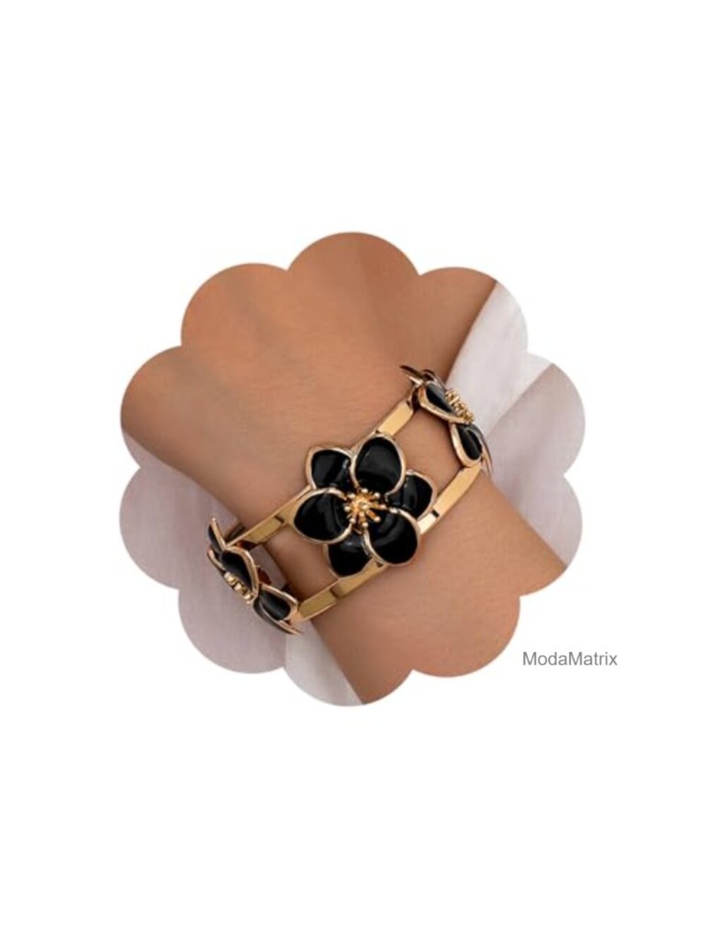 Chunky Gold Cuff Bracelet Flower Bangle Hammered Wide Statement